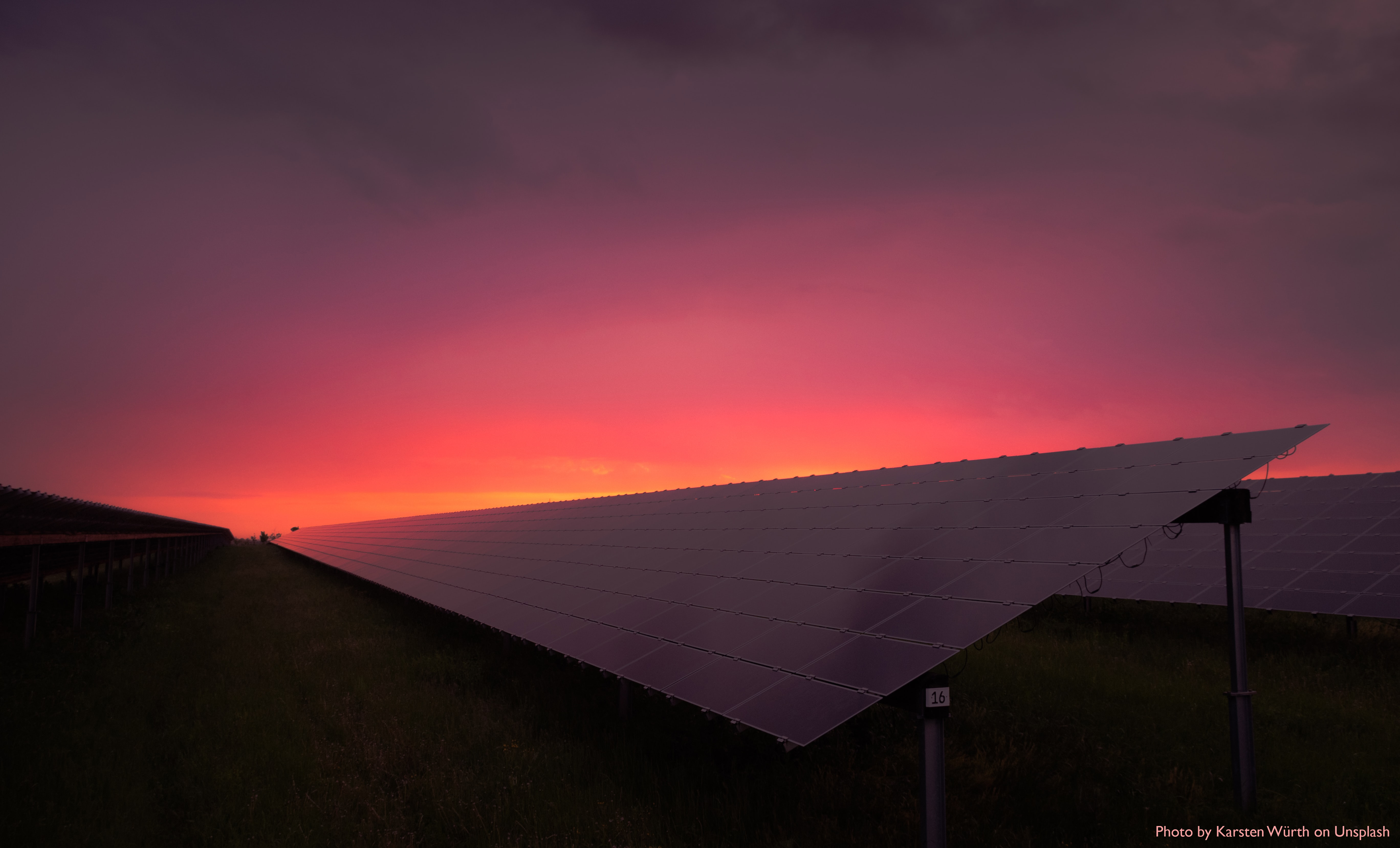 solar farm in sunset