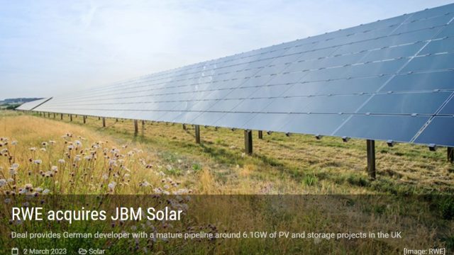 VENDOR TECHNICAL ADVISOR TO THE SALE OF JBM SOLAR TO GERMAN ENERGY GIANT RWE