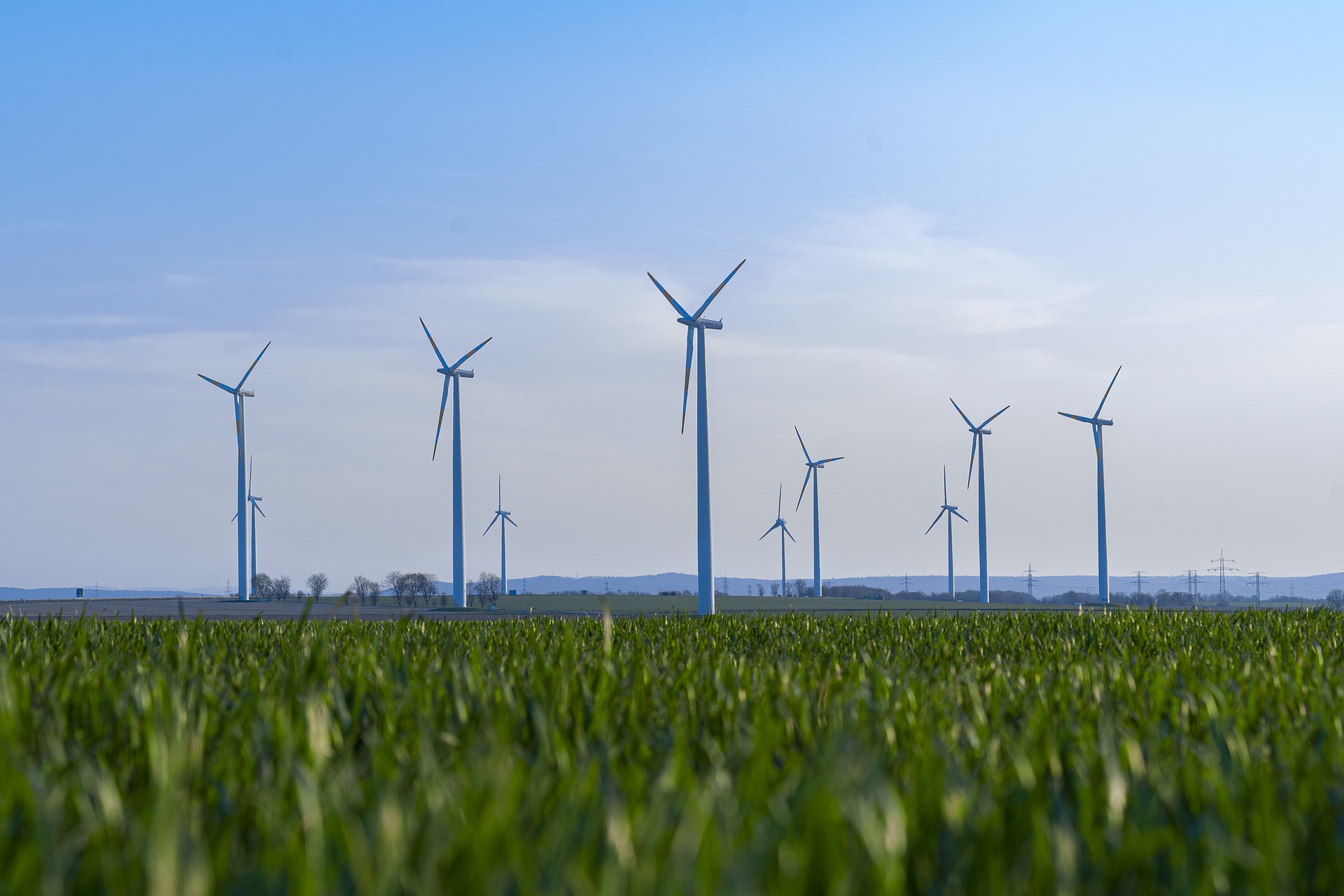 Onshore wind farm on fields