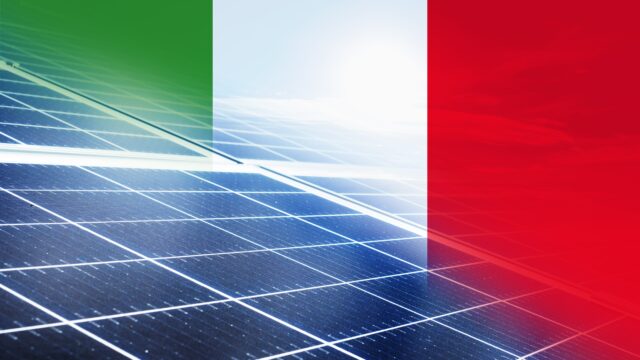 Solar panels and Italian flag